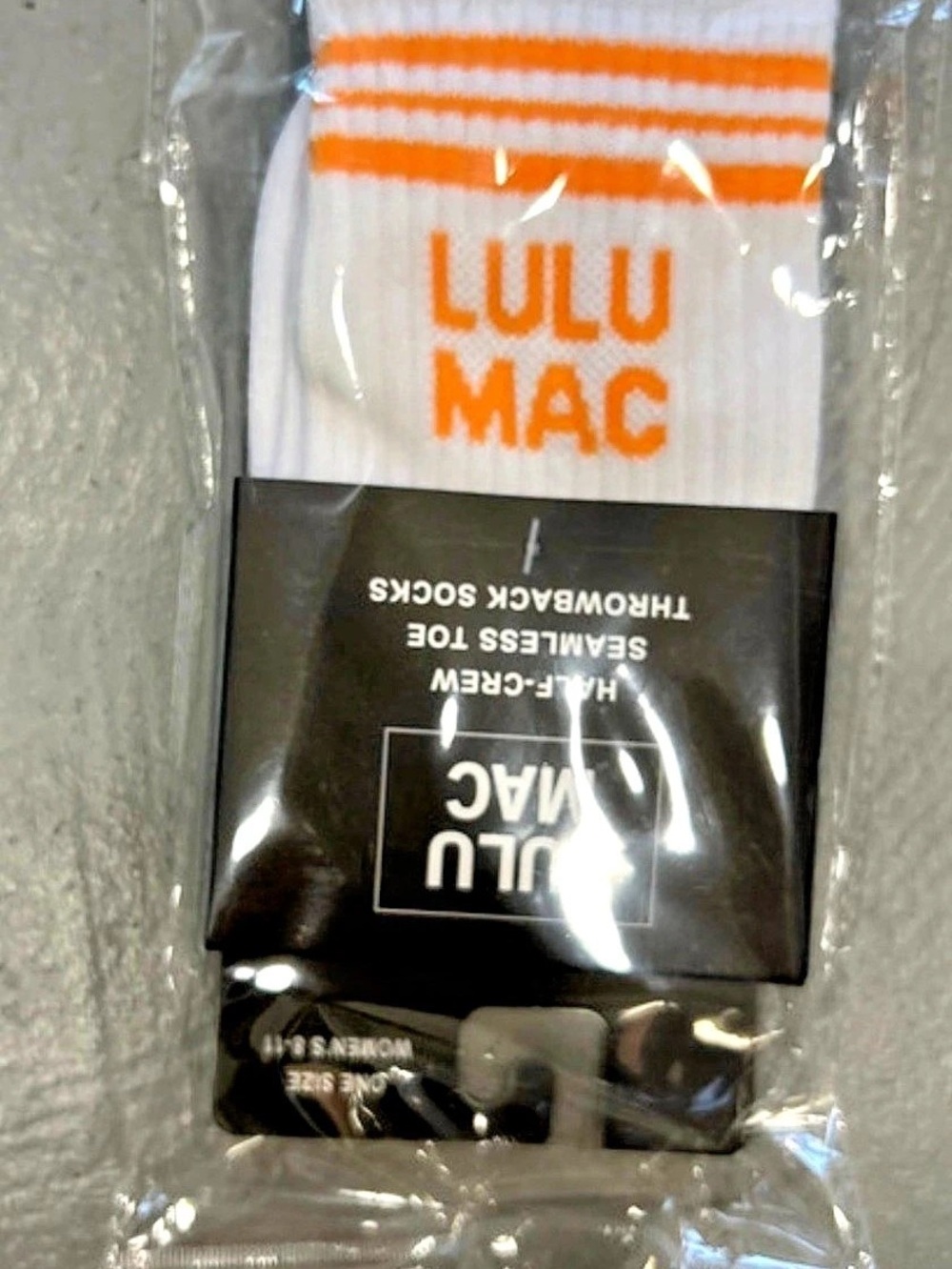 Lulu Mac Half-Crew Seamless Toe Throwback Socks Striped Socks in White & Orange